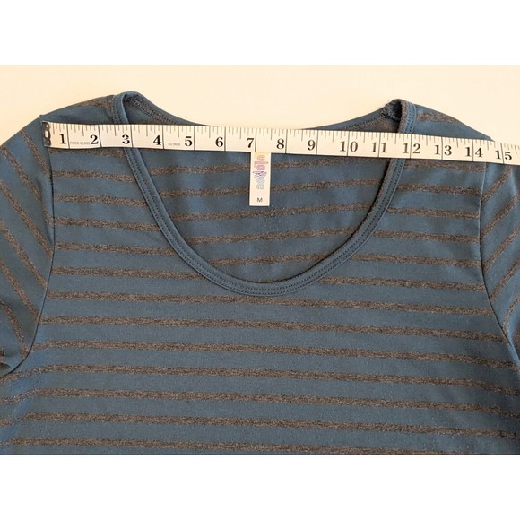 LULAROE PERFECT T SHIRT SIZE Medium M BLUE and grey Stripes EUC - Picture 8 of 9